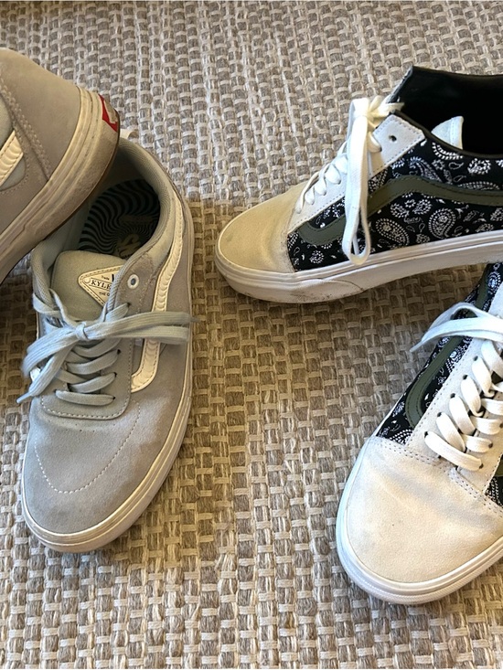 Vans Other - Vans Old Skool Sneakers - Grey Suede & Black Bandana with Olive Accent